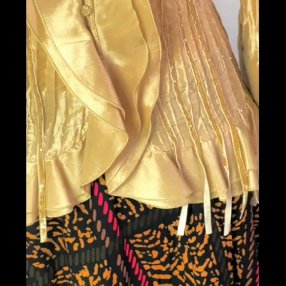 🇨🇦 Vintage ’90s A-Line Maxi Skirt – Red, Brown & Caramel Abstract on Black - Picture 16 of 16